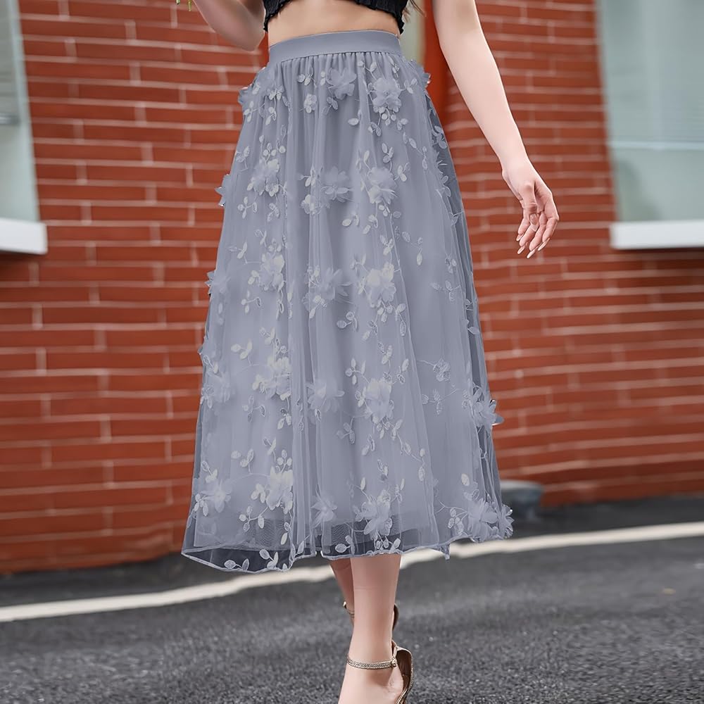 今週限定　lig. tulle skirt Amazon.com: Women's Trendy Tulle Skirt Elastic High Waist